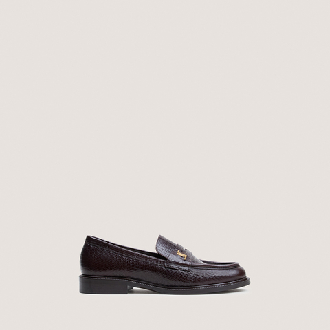 Round-toed loafers with monograms dark brown