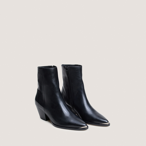Heeled ankle boots with silver toe caps black
