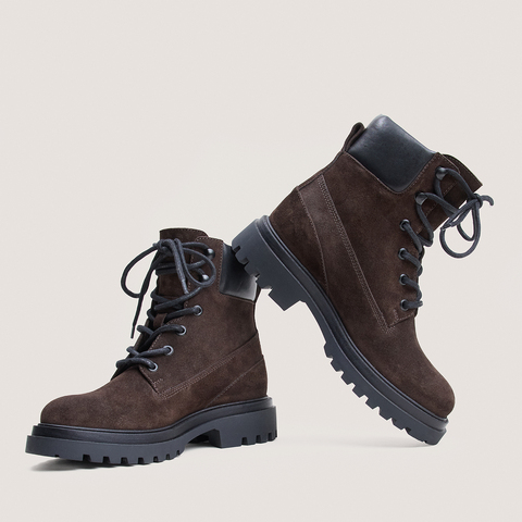 Lace-Up Boots with Lug Soles brown / black
