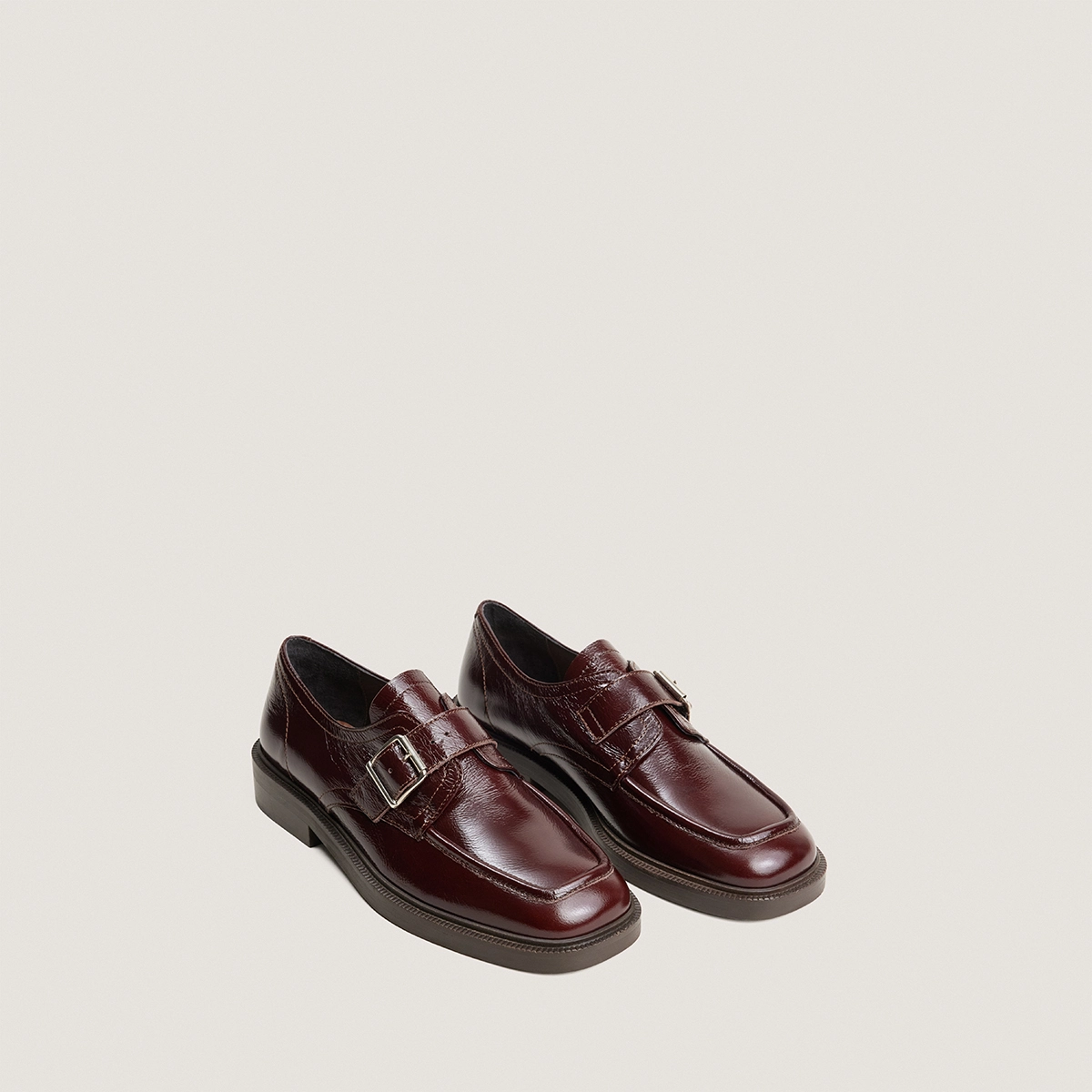 Buckle derbies in chocolate aged leather | DAMELIA