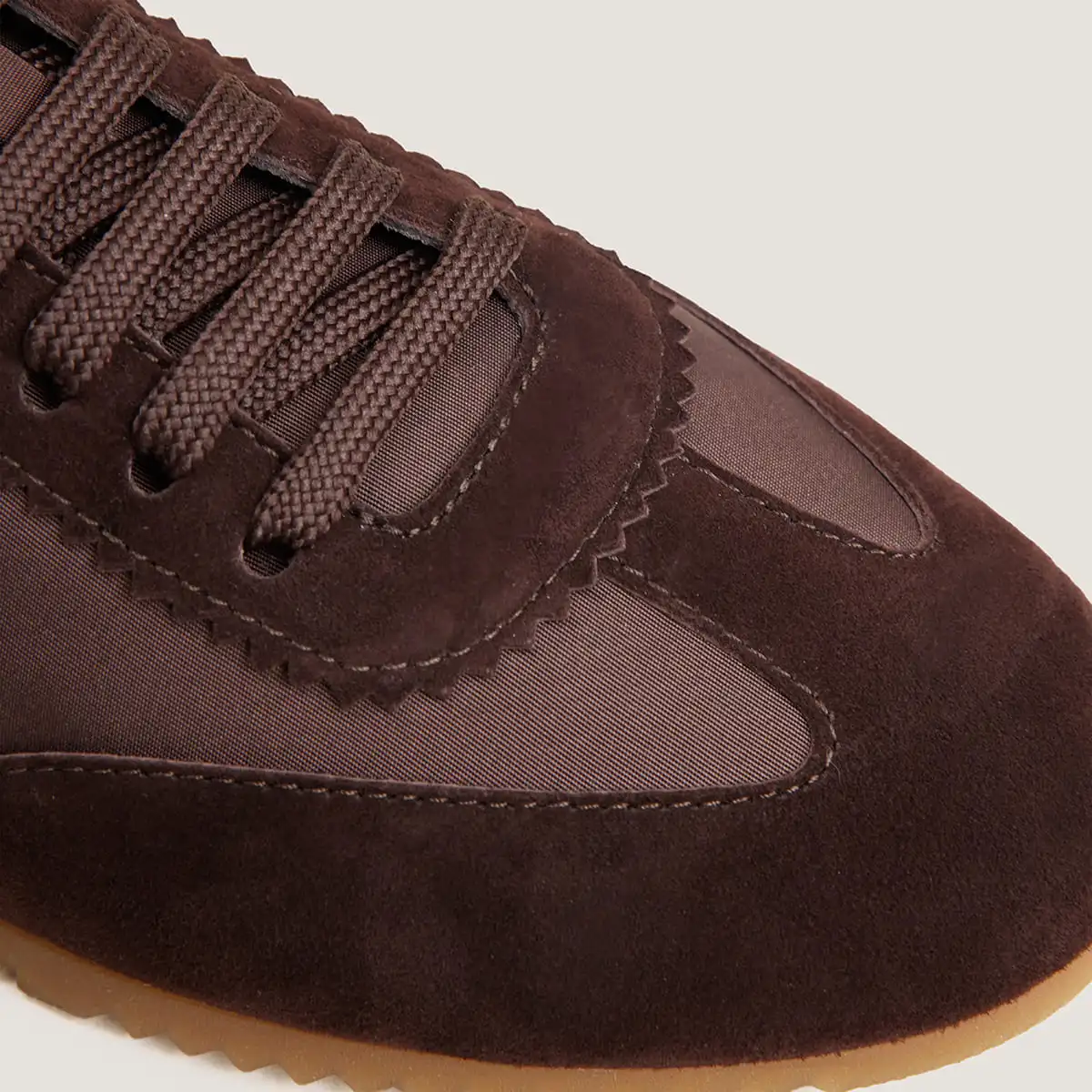 Lace-up sneakers in brown velvet and brown nylon | DUTA