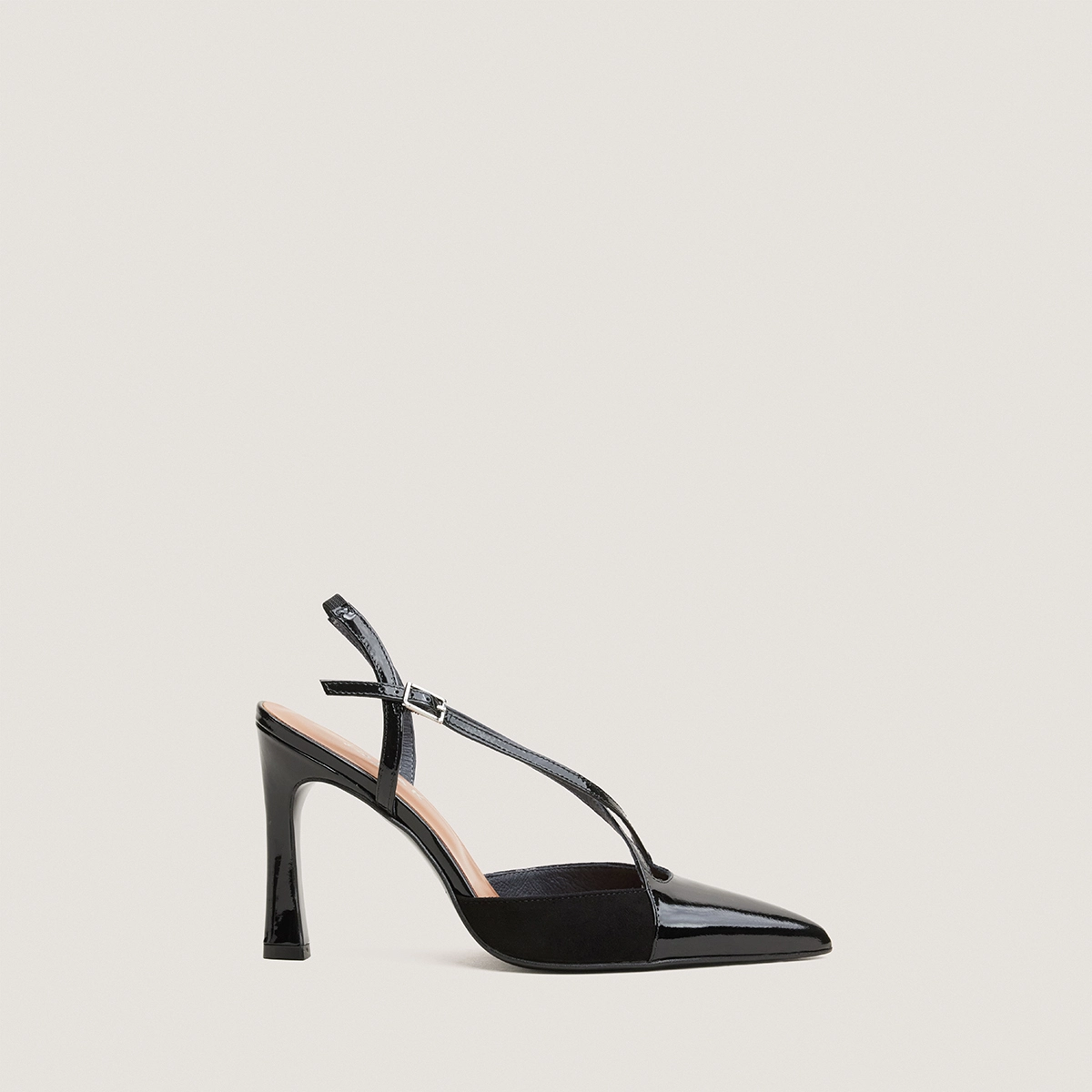 Heeled Pumps in black patent and black suede | DAUTOMNE