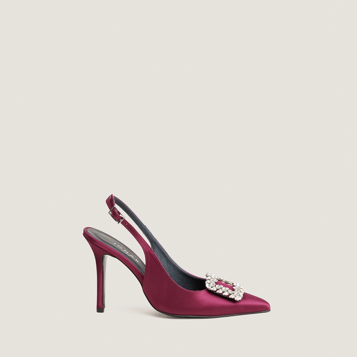 Pointed-Toe Slingback Pumps in bordeaux satin | DOVELUS