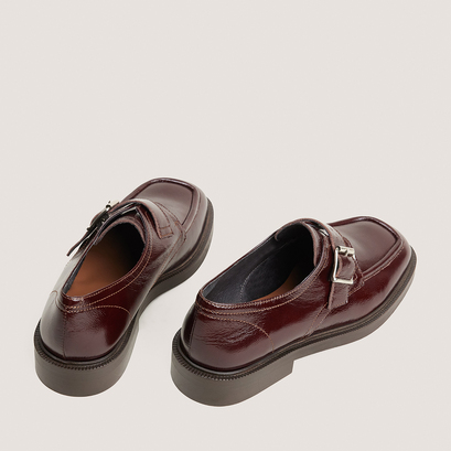 Buckle derbies in chocolate aged leather | damelia