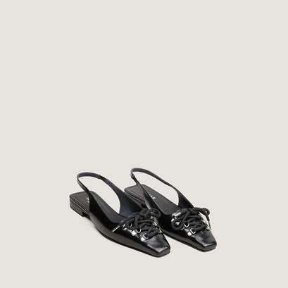 Lace-Up Slingback Ballet Flats black