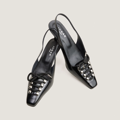 Lace-Up Slingback Pumps black