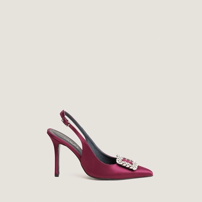 Pointed-Toe Slingback Pumps burgundy