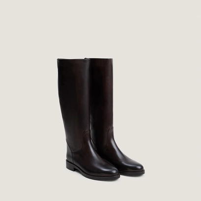 Round-toe boots in dark brown leather | fleur