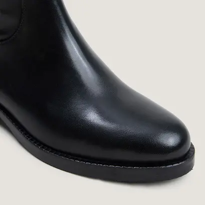Heeled boots in black leather wide calf size m | fleur