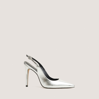 Pointed-Toe Slingback Pumps silver