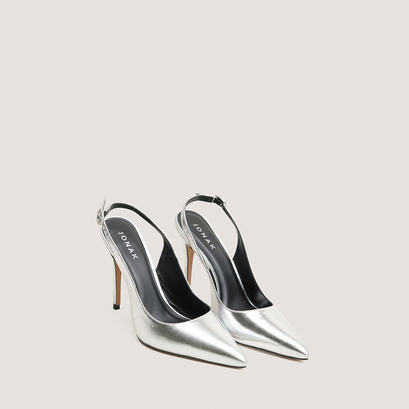 Pointed-Toe Slingback Pumps silver