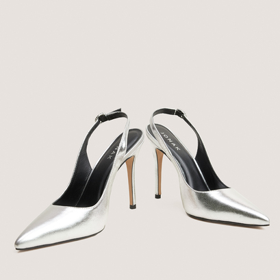 Pointed-Toe Slingback Pumps silver