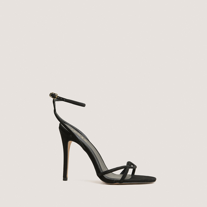 Heeled sandals in black suede | fabuleuse