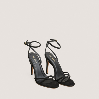 Heeled sandals in black suede | fabuleuse