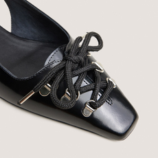 Lace-Up Slingback Ballet Flats black
