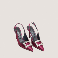 Pointed-Toe Slingback Pumps burgundy
