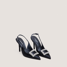 Pointed-Toe Slingback Pumps black