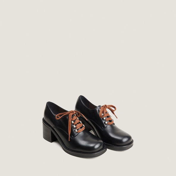 Heeled derbies in black leather | DIVALUS