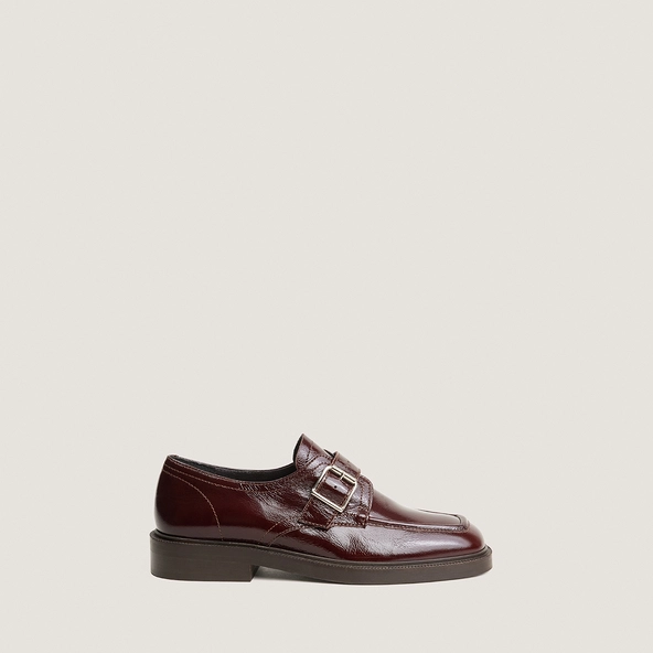 Buckle derbies in chocolate aged leather | DAMELIA