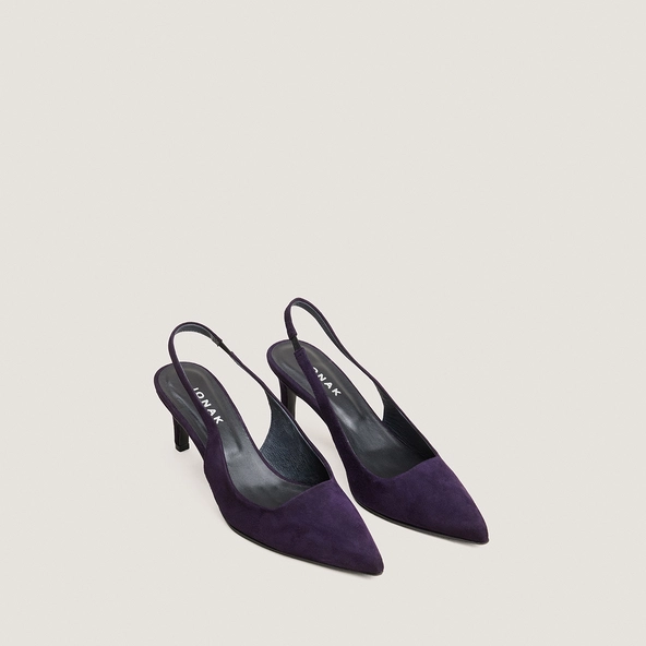Heeled pumps in purple suede | DIAMANTELLE