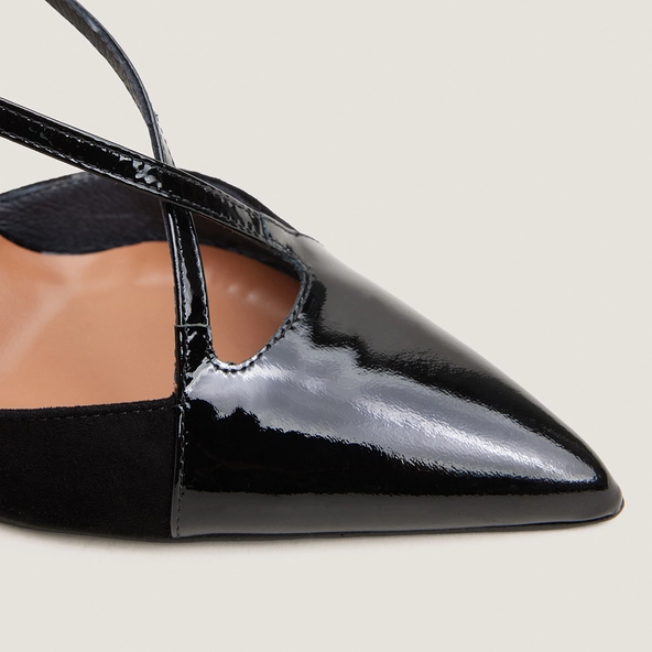 Heeled Pumps in black patent and black suede | DAUTOMNE