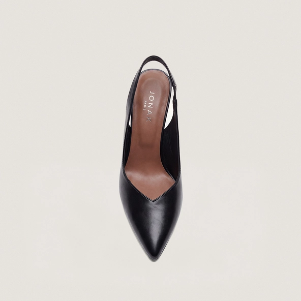 Pointed-toe slingback pumps in black leather | DILETTO