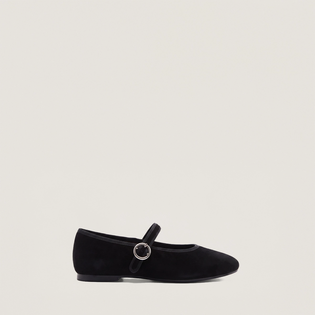 Ballet flats with adjustable straps and buckles in black suede | DEESSE