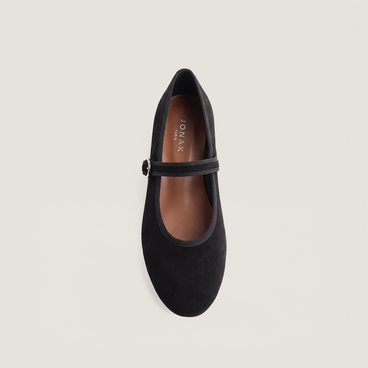 Ballet flats with adjustable straps and buckles in black suede | DEESSE