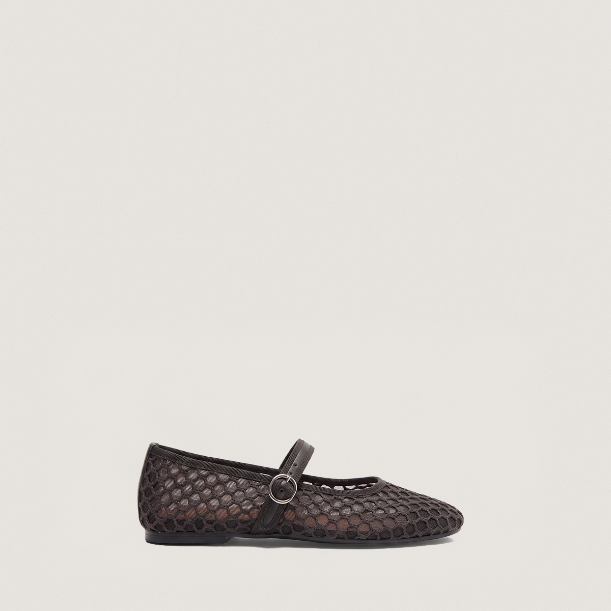 Ballet Flats with Straps in brown mesh and leather | DEESSIA
