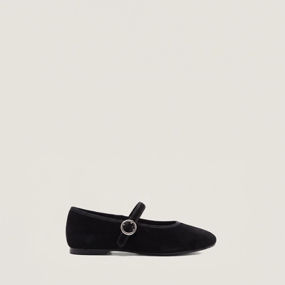 Ballet flats with adjustable straps and buckles black