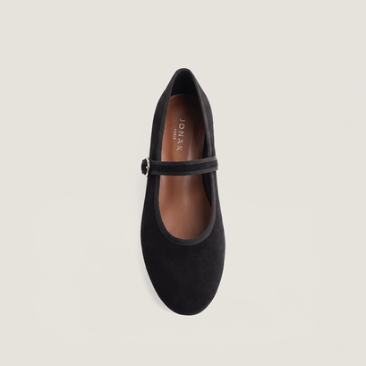 Ballet flats with adjustable straps and buckles black