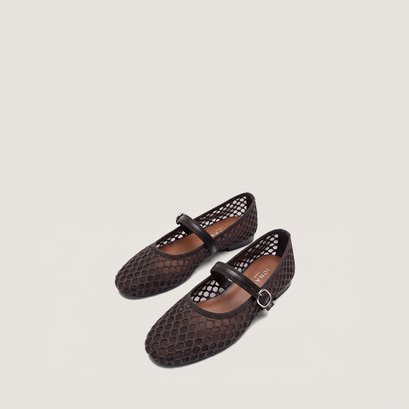 Ballet Flats with Straps brown