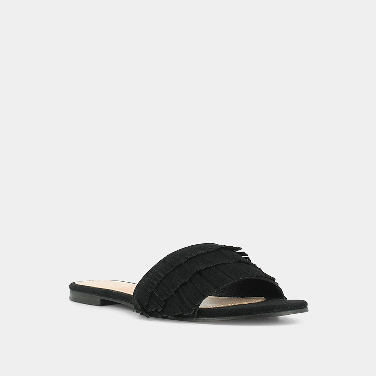 Black suede mules with fringe | WENDY