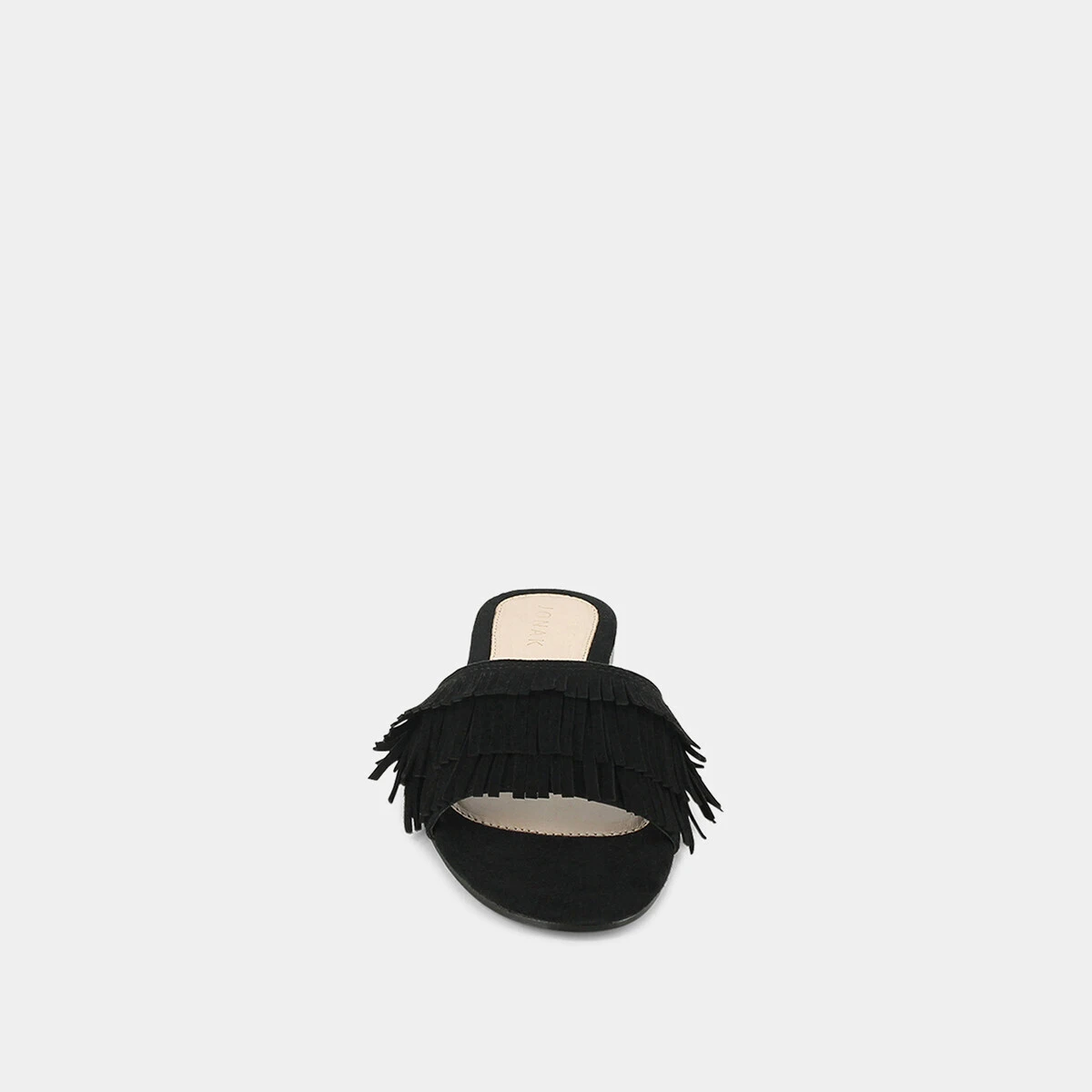 Black suede mules with fringe | WENDY