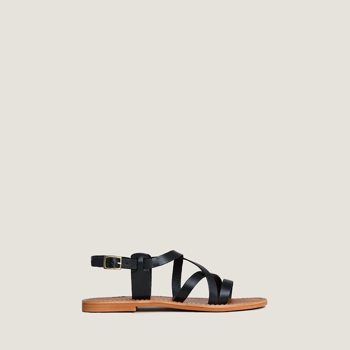 Sandals in black leather | WISCHIA