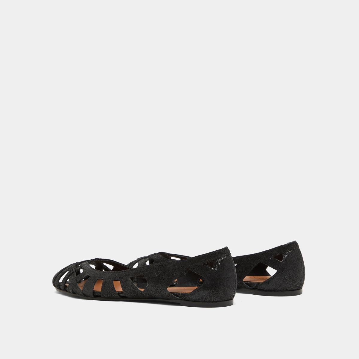 Cut-out ballet flats with laminated black upper | DERAY