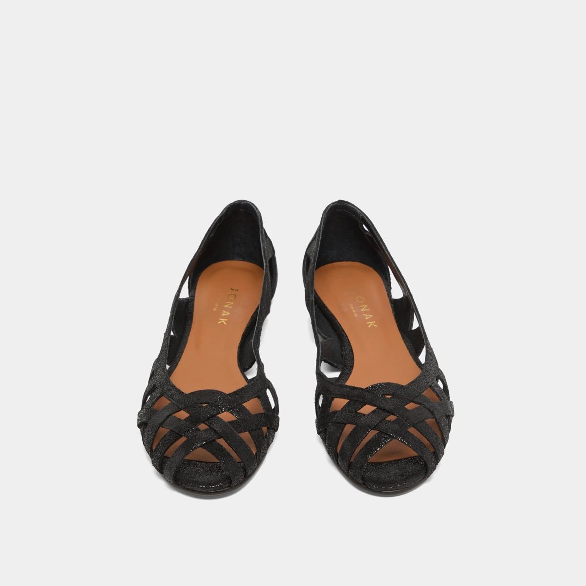 Cut-out ballet flats with laminated black upper | DERAY