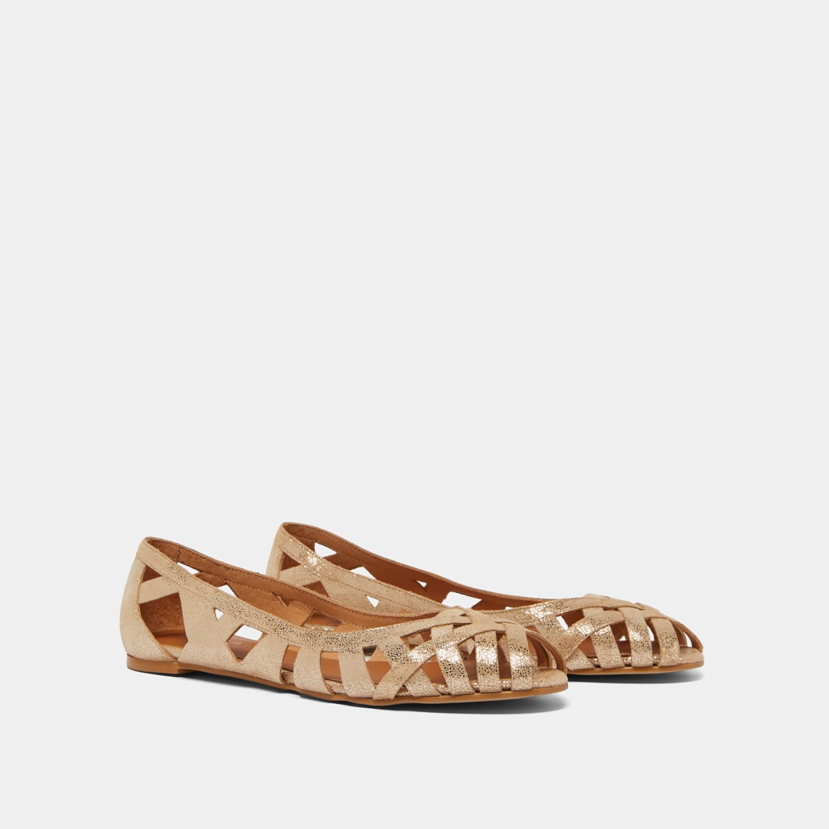 Cut-out ballet flats with laminated platinium upper | DERAY