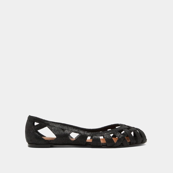 Cut-out ballet flats with laminated black upper | DERAY