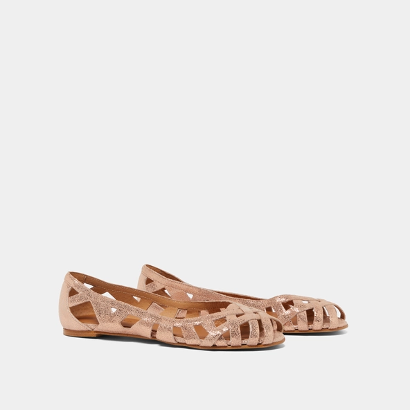 Cut-out ballet flats with laminated copper upper | DERAY