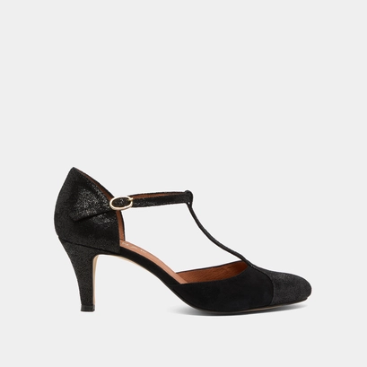 T-bar shoes in black velvet | 10714