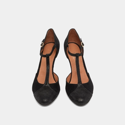 T-bar shoes in black velvet | 10714