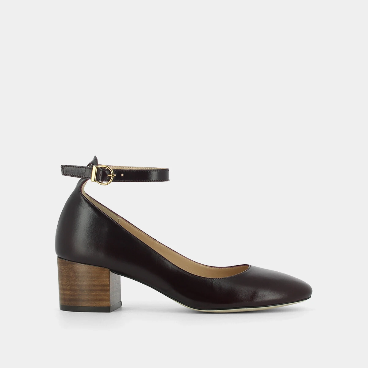 Mary Janes with ankle strap in burgandy leather | VESPA