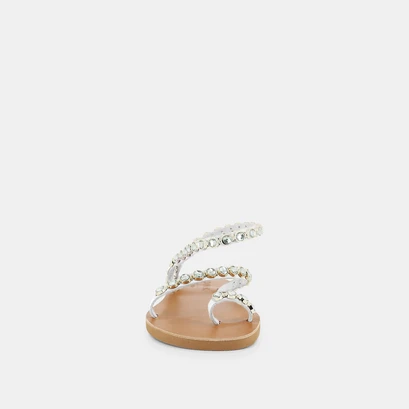 Jewelled sandals in white leather | cristo