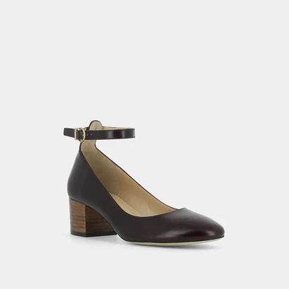 Mary janes with ankle strap in burgandy leather | vespa