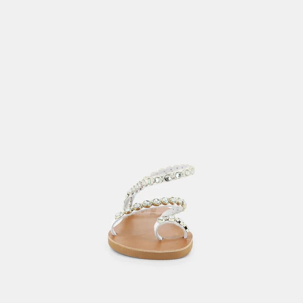 Jewelled sandals in white leather | CRISTO