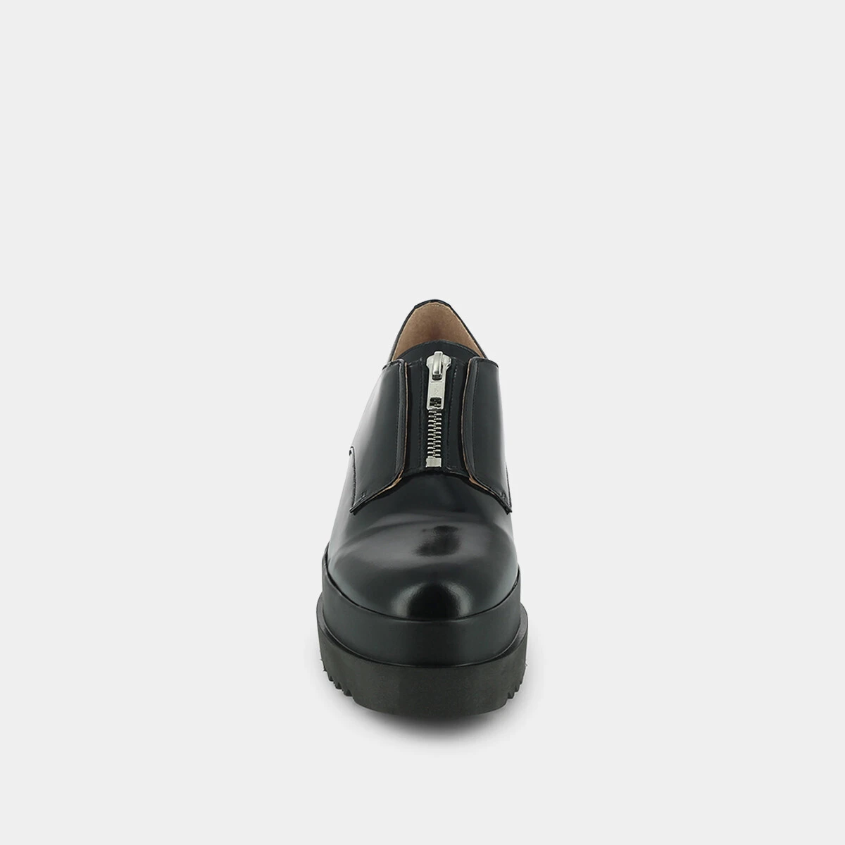 Platform derbies with zip in black leather | AMANTE