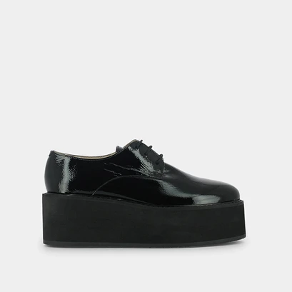 Shiny platform derbies in black leather | alilou