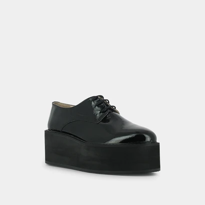 Shiny platform derbies in black leather | alilou