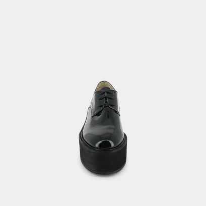 Shiny platform derbies in black leather | alilou